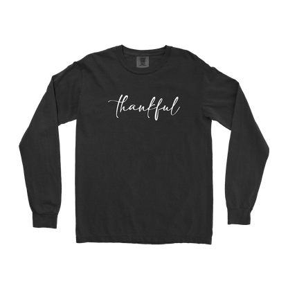 Comfort Colors Long Sleeve Thankful  in Black