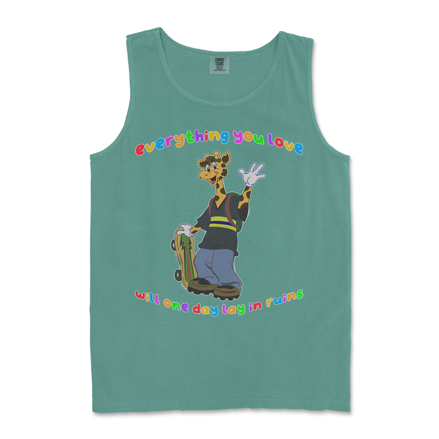 Comfort Colors Tank Top Jerry the Giraffe in LightGreen