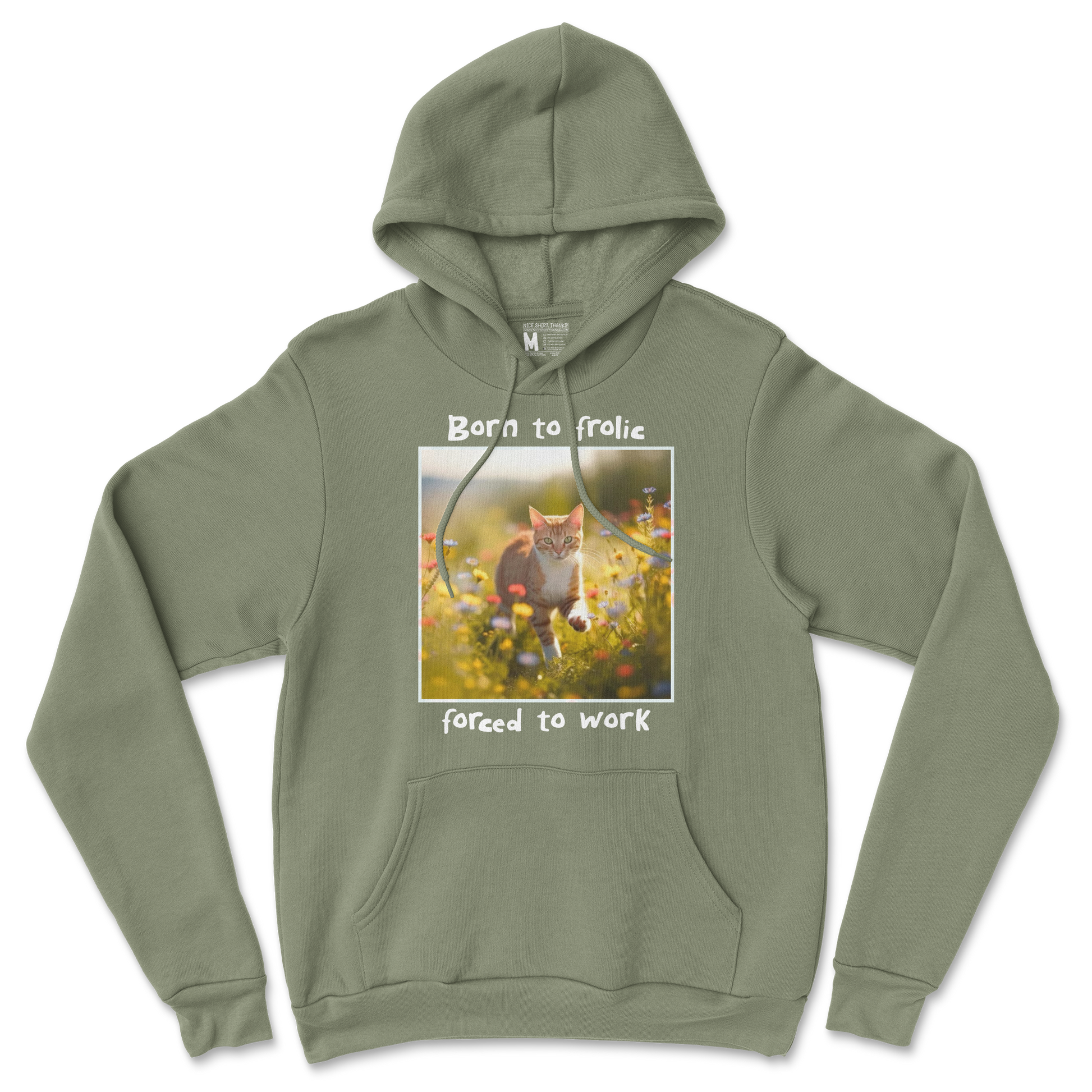 Gildan SoftStyle Hoodie Born to Frolic  in Military-Green