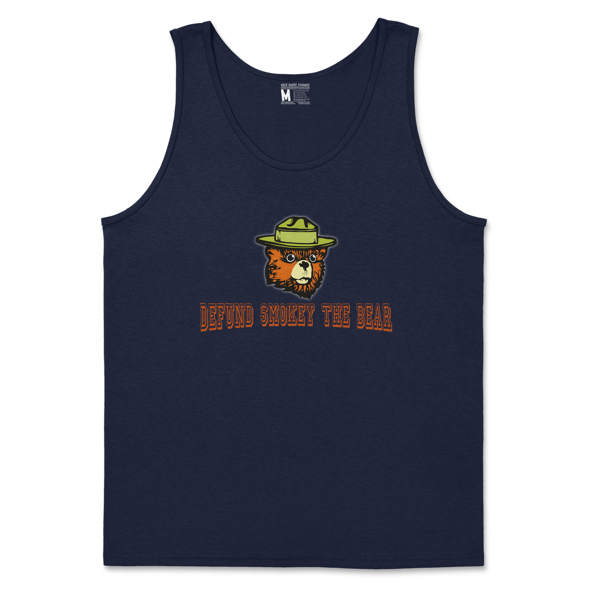 Heavy Blend Tank Top Defund Smokey Bear in Navy