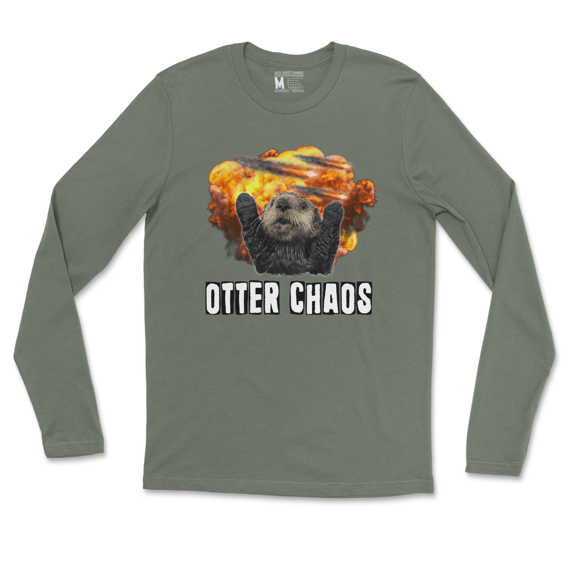 Gildan SoftStyle Long Sleeve Otter Chaos in Military Green