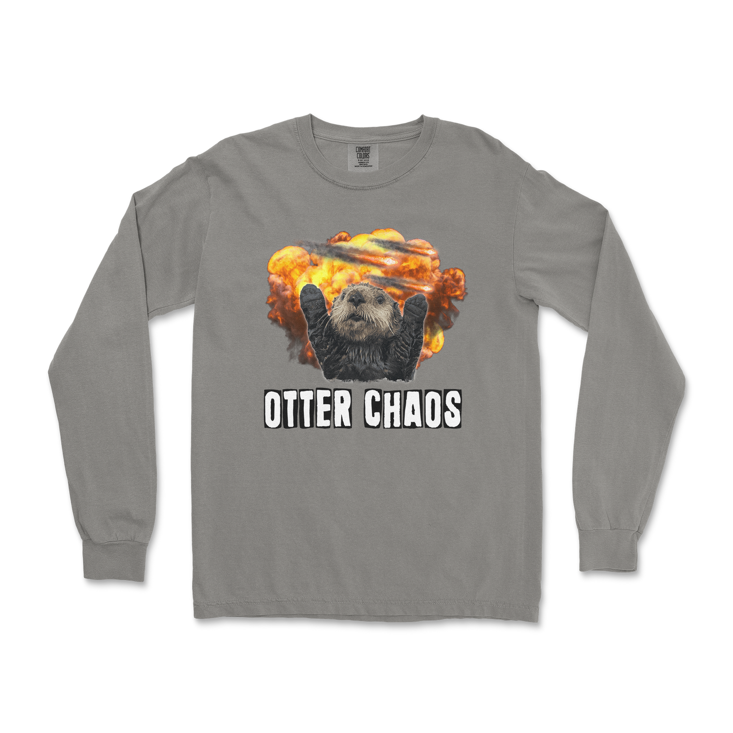 Comfort Colors Long Sleeve Otter Chaos in Grey