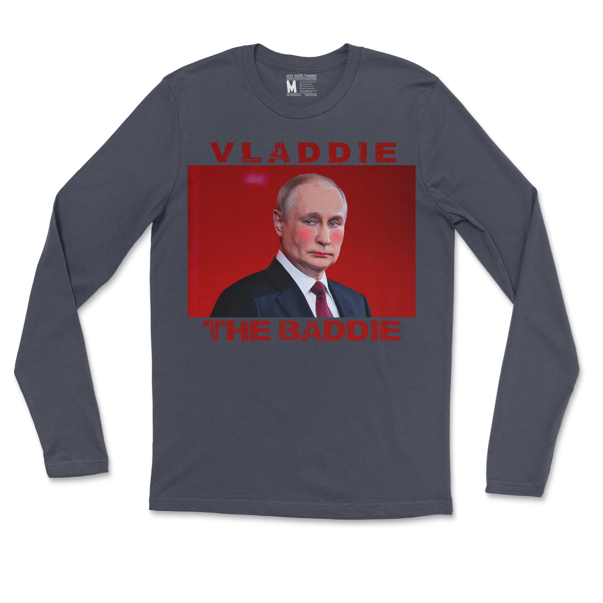 Gildan SoftStyle Long Sleeve Vladdie The Baddie in Navy