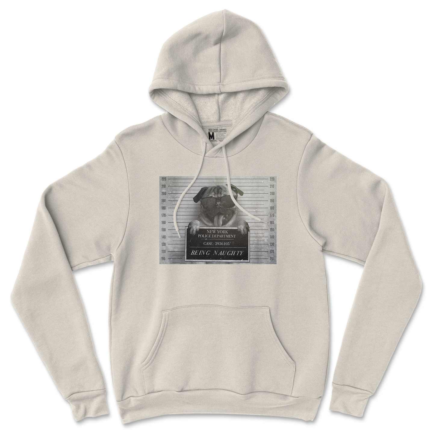 Gildan SoftStyle Hoodie Naughty Pug in Sand