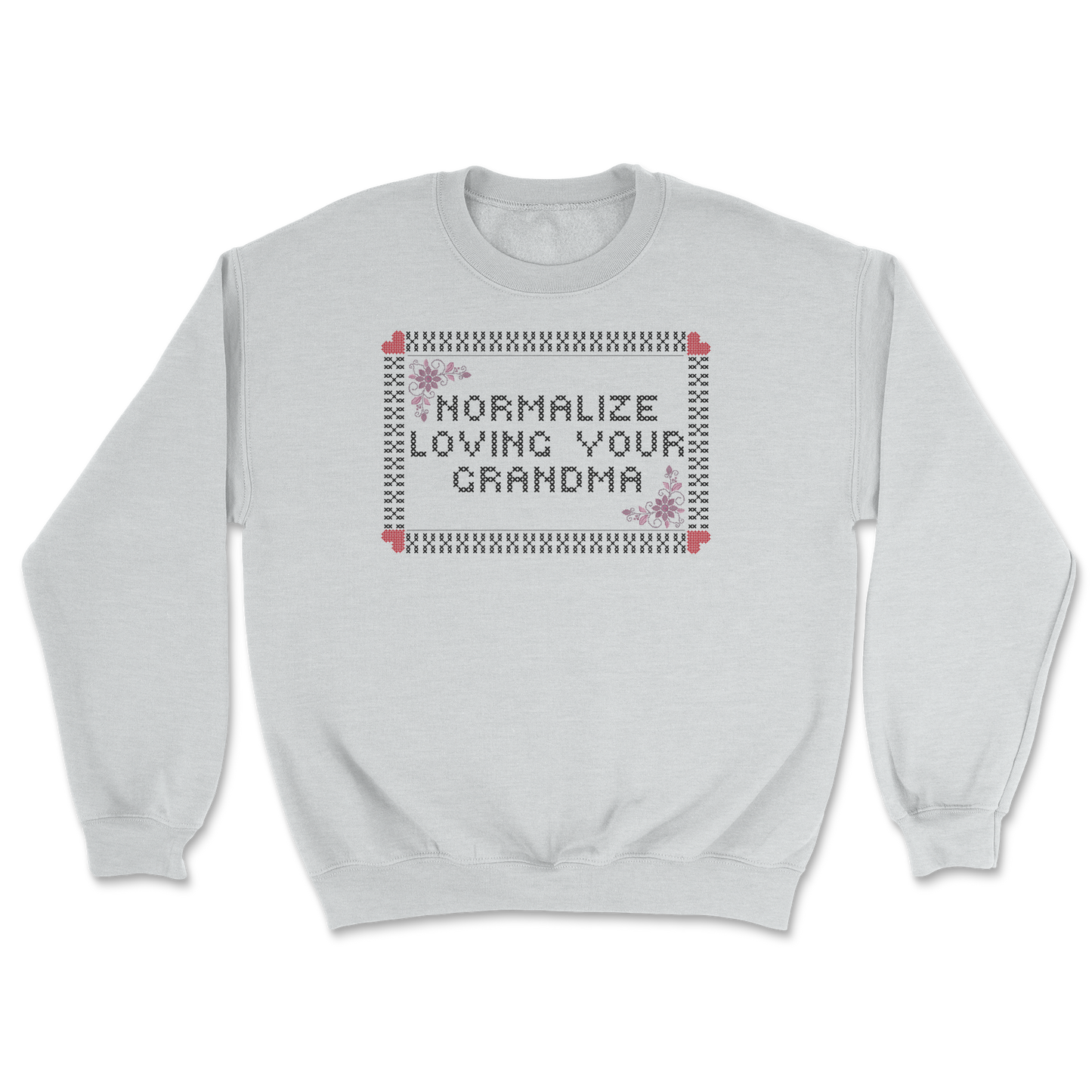 Heavy Blend Crew Neck Cross Stitch in Sports Grey