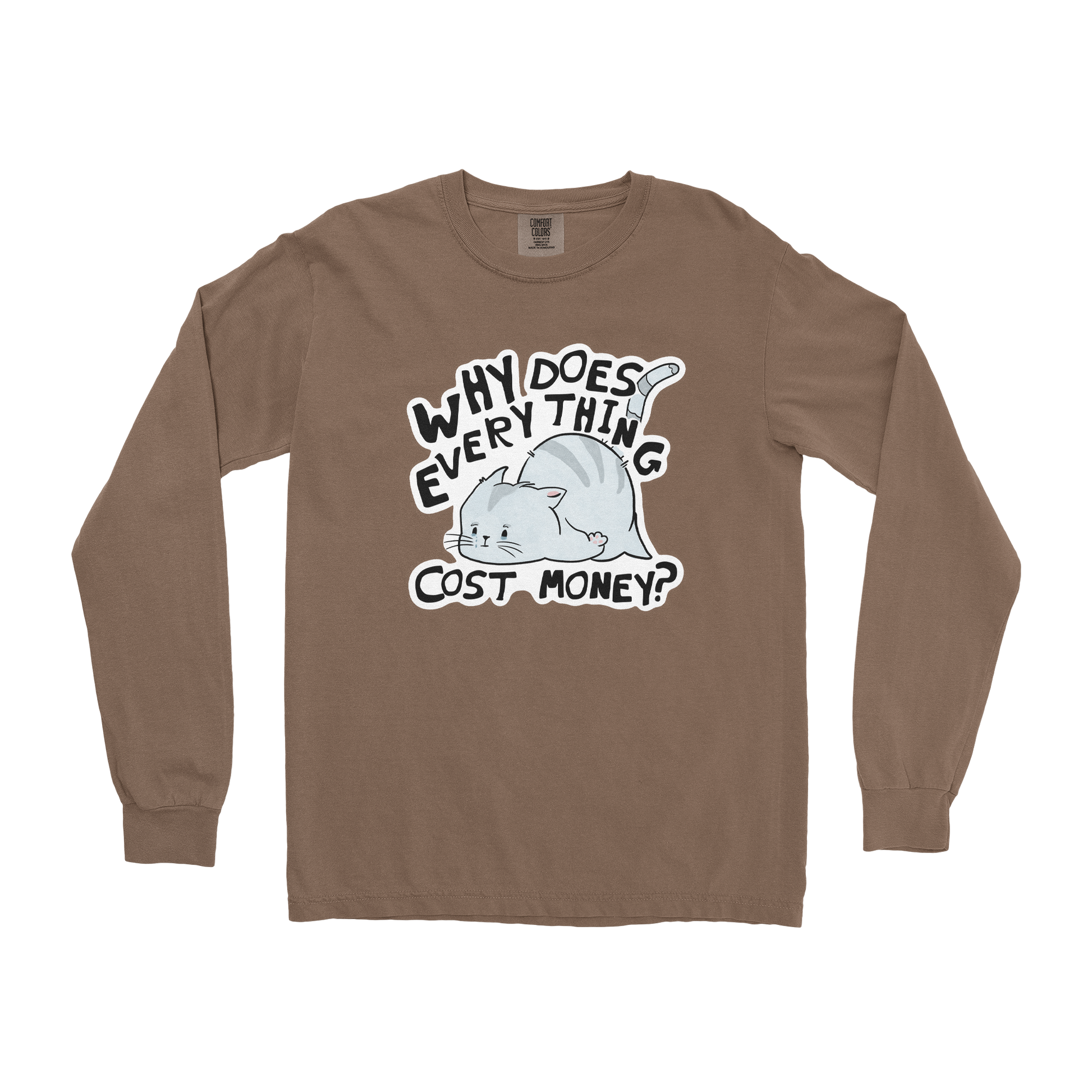 Comfort Colors Long Sleeve Broke Cat in Espresso