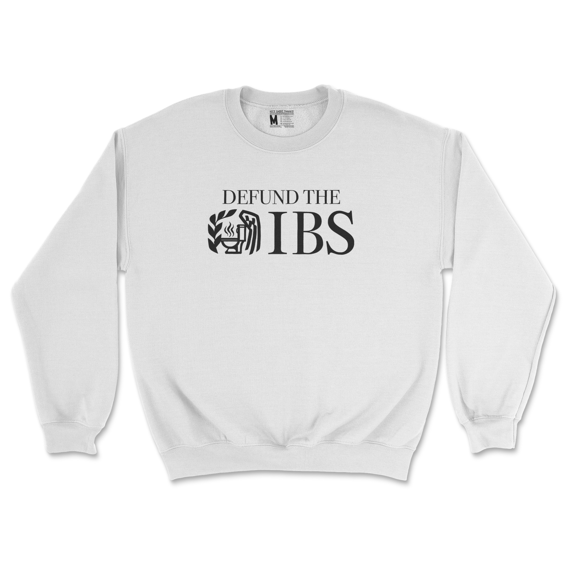 Gildan SoftStyle Crew Neck Defund The IBS in White