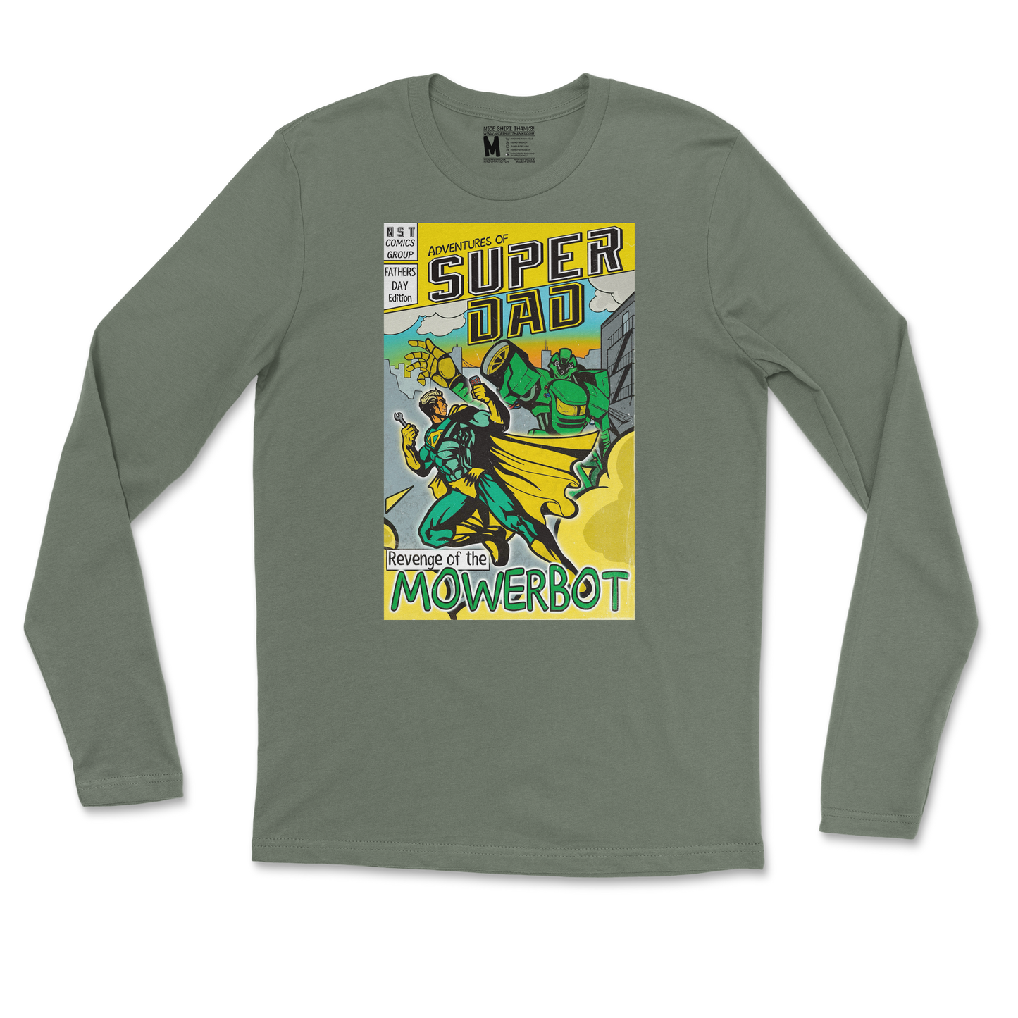 Gildan SoftStyle Long Sleeve Super Dad in Military-Green