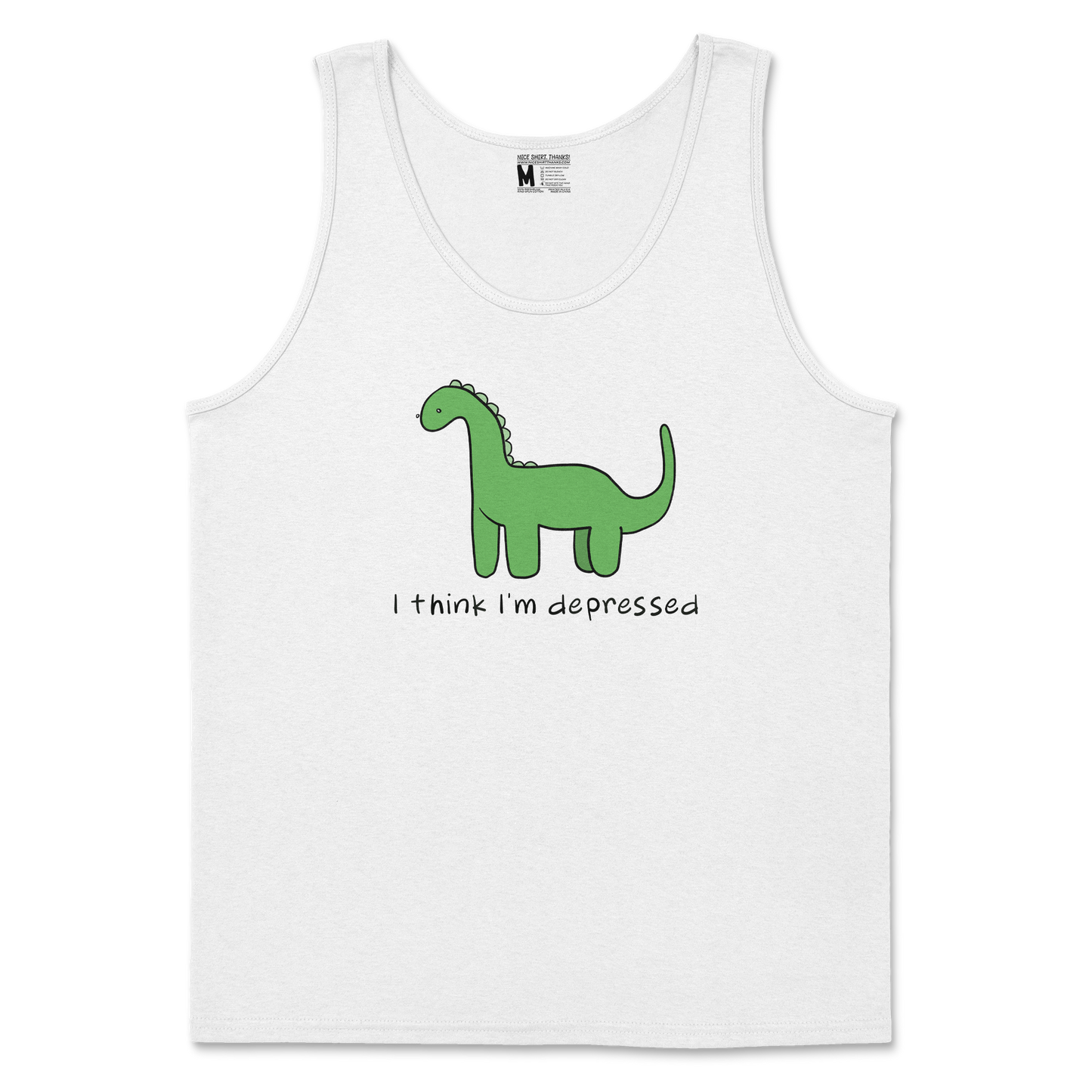 Gildan SoftStyle Tank Top Depressed Dino  in White