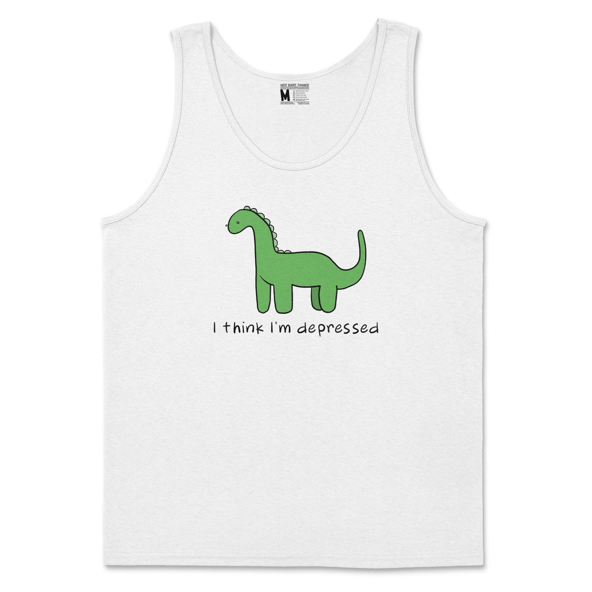 Gildan SoftStyle Tank Top Depressed Dino  in White