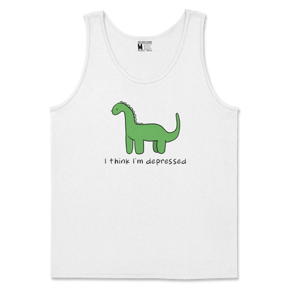 Gildan SoftStyle Tank Top Depressed Dino  in White