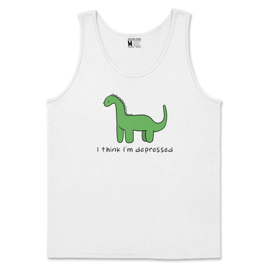 Gildan SoftStyle Tank Top Depressed Dino  in White