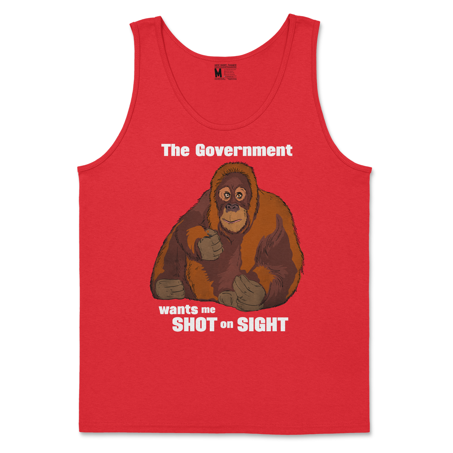 Gildan SoftStyle Tank Top The Government Hates Me  in Red