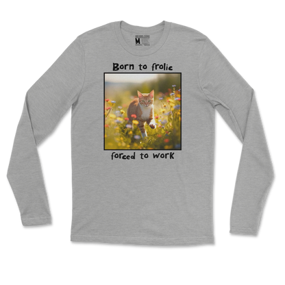 Gildan SoftStyle Long Sleeve Born to Frolic  in Heather-Gray