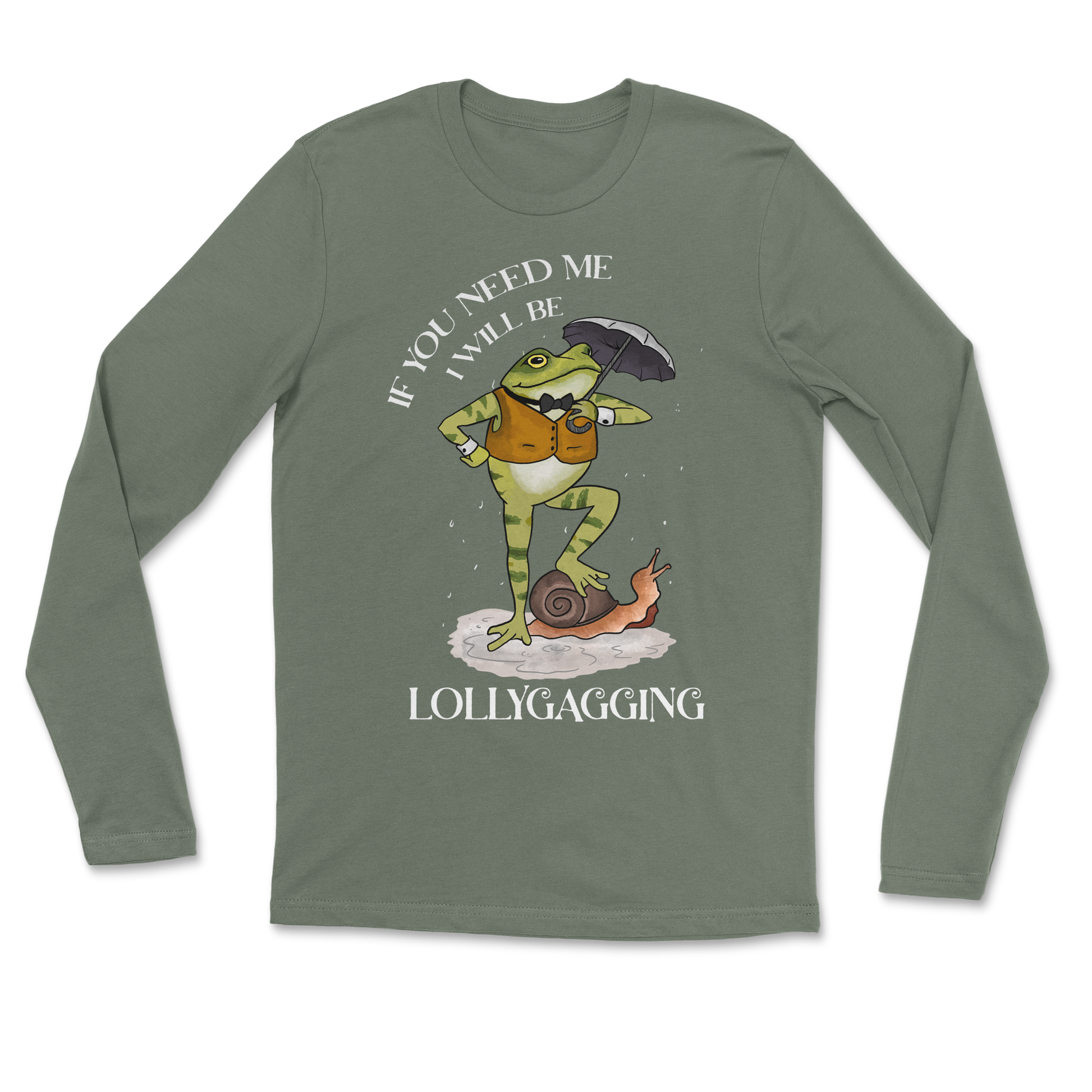 The Nice Shirt Long Sleeve Lollygagging  in Military-Green