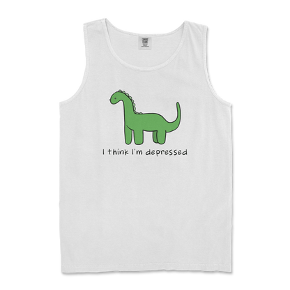 Comfort Colors Tank Top Depressed Dino  in White