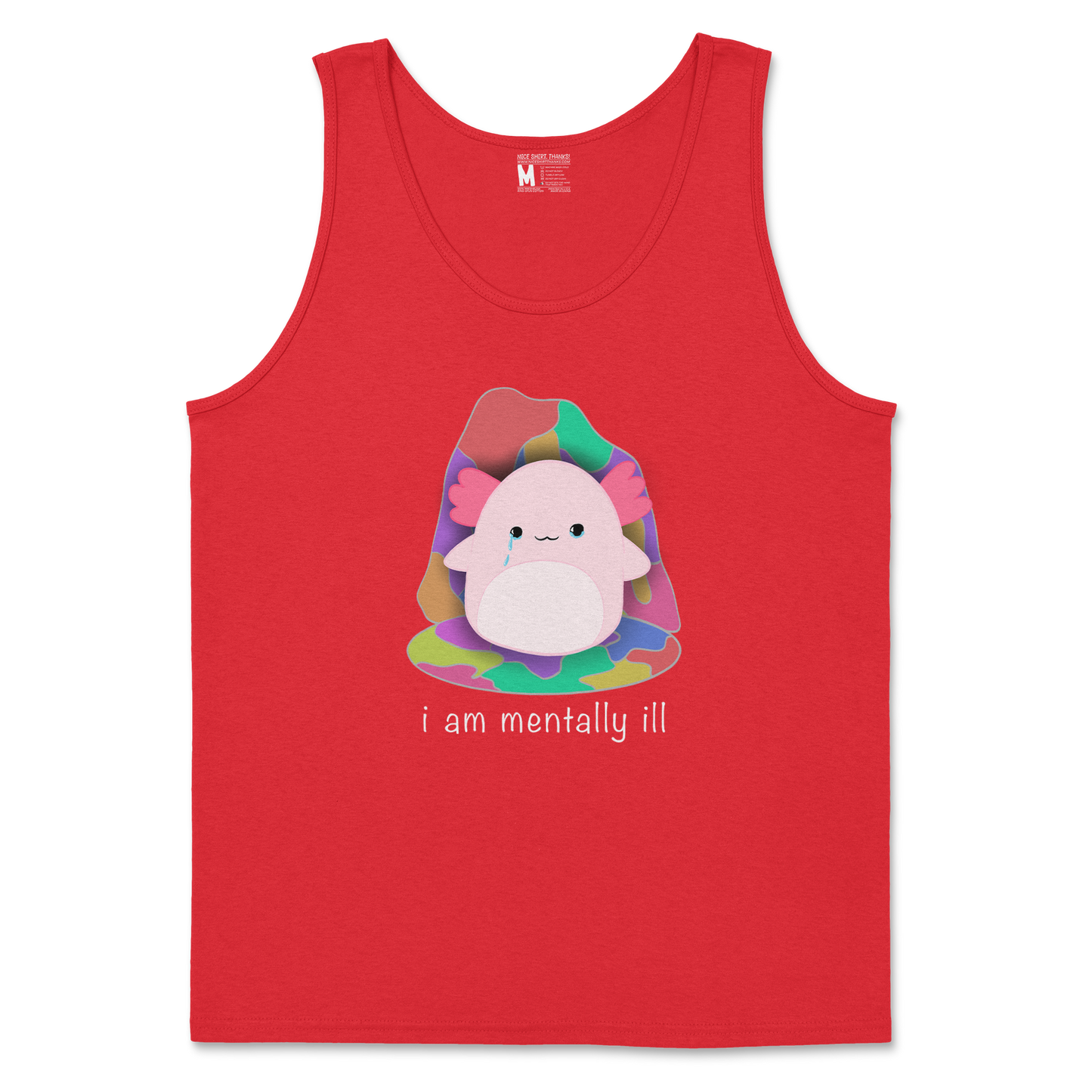 Gildan SoftStyle Tank Top Mentally Ill and Squishy in Red