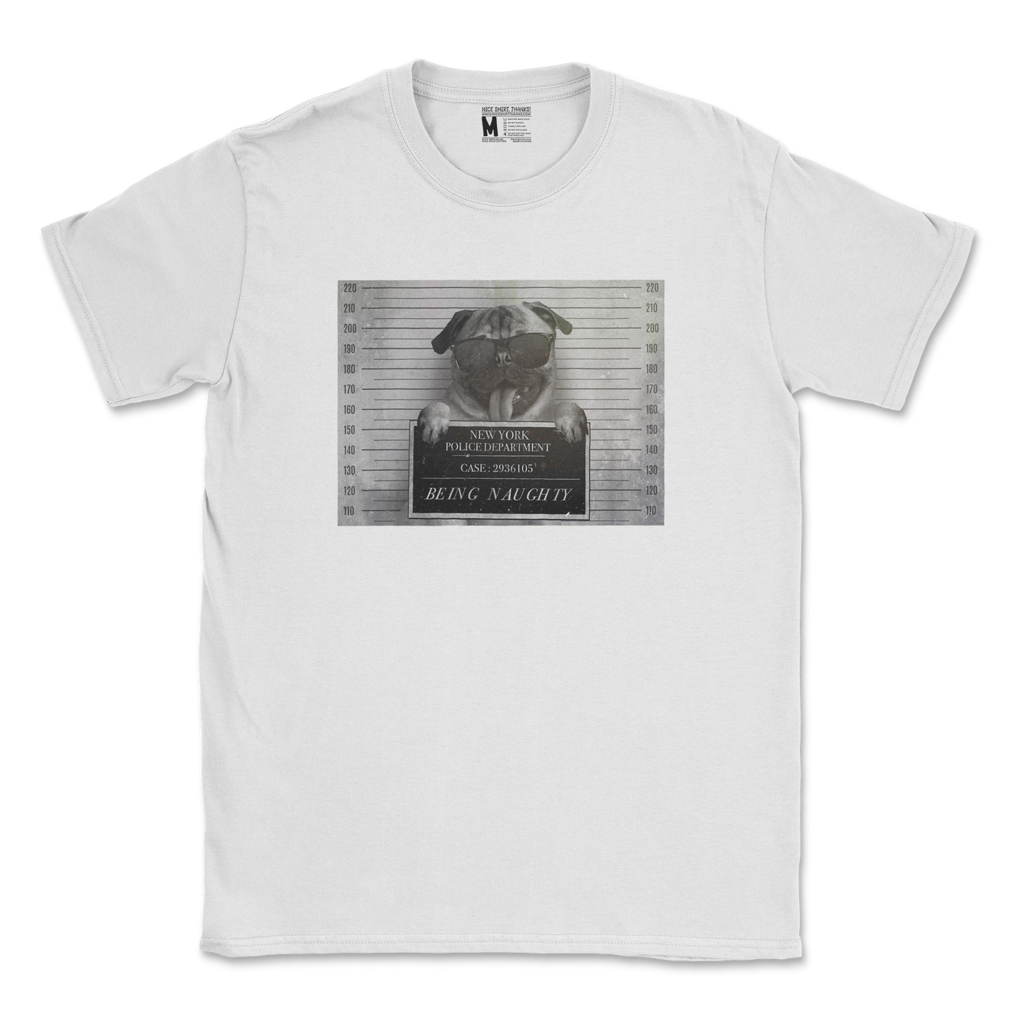 Gildan SoftStyle T-Shirt Naughty Pug in White