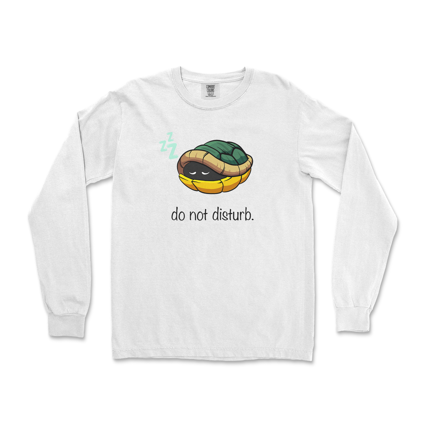 Comfort Colors Long Sleeve Sleepin Turtle in White