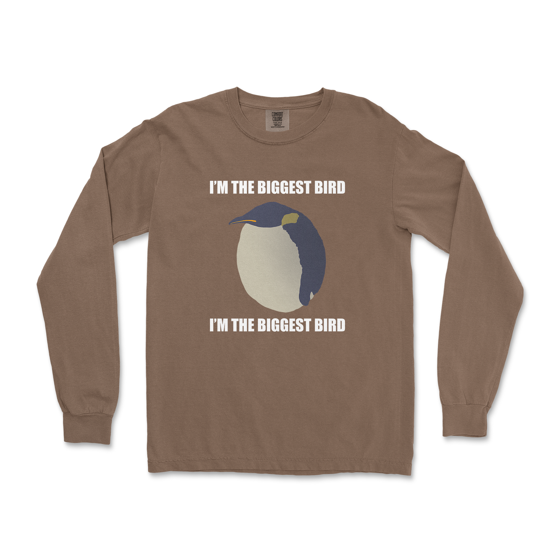 Comfort Colors Long Sleeve I Am The Biggets Bird in Espresso