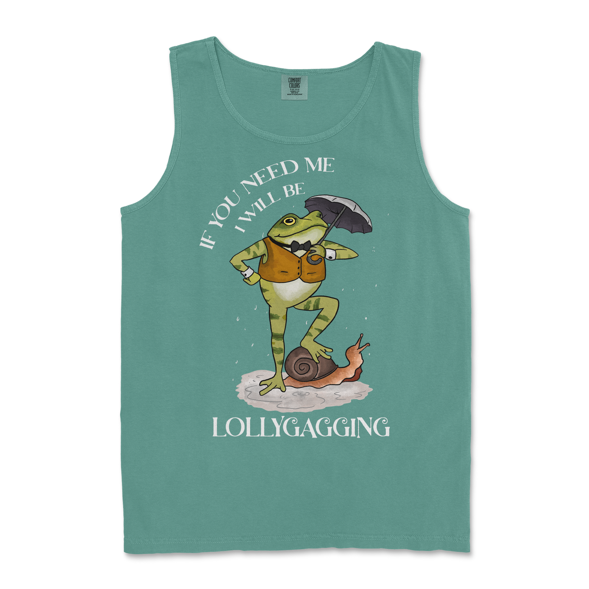 Comfort Colors Tank Top Lollygagging  in Light-Green