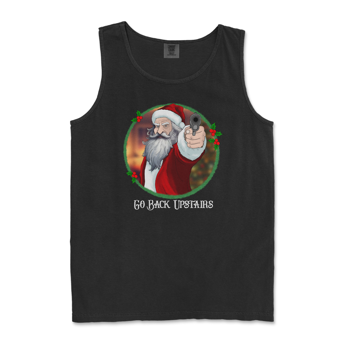 Comfort Colors Tank Top Angry Santa  in Black