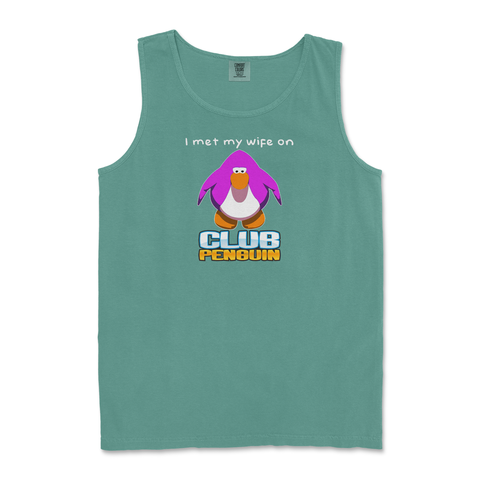 Comfort Colors Tank Top Club Penguin Wife  in Light-Green