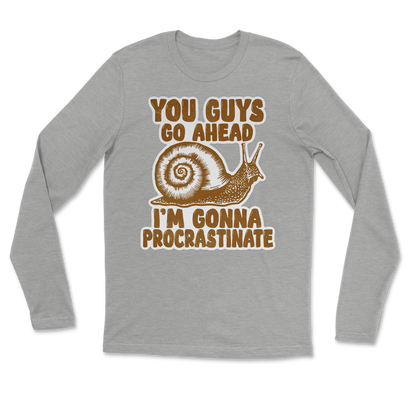 The Nice Shirt Long Sleeve Procrastinating Snail  in Heather-Gray