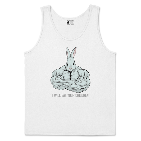 Gildan SoftStyle Tank Top Scary Rabbit in White