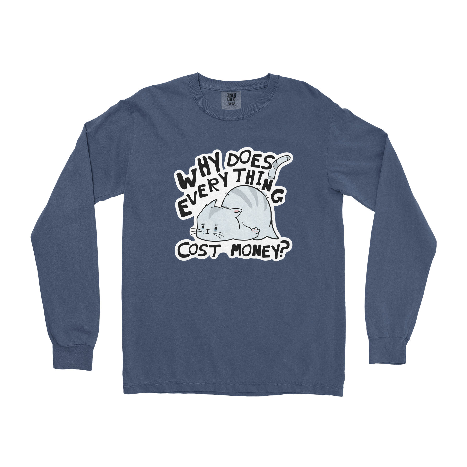 Comfort Colors Long Sleeve Broke Cat in Midnight