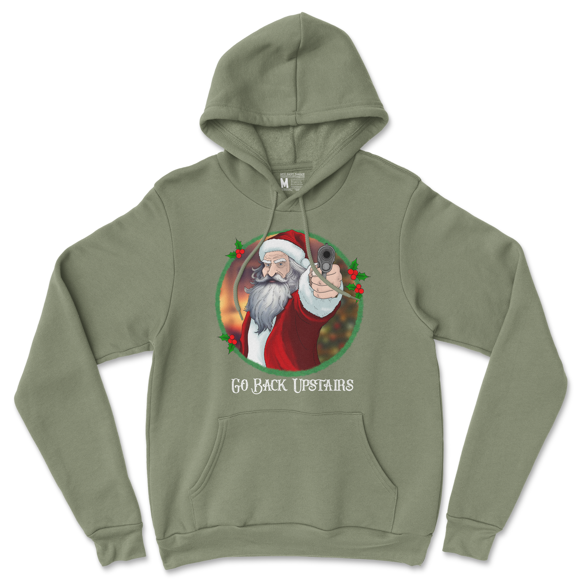 Gildan SoftStyle Hoodie Angry Santa  in Military-Green