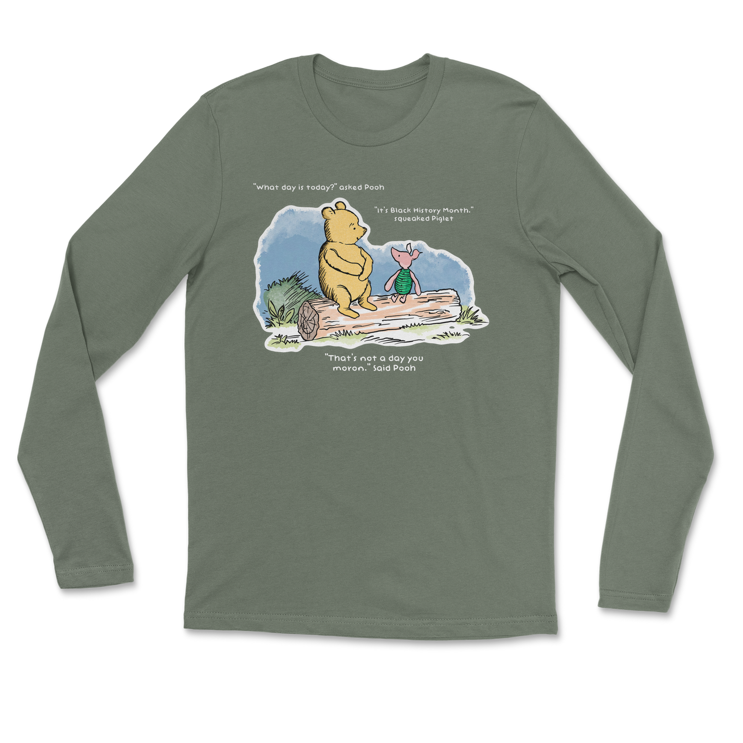 The Nice Shirt Long Sleeve Winnie the Pooh  in Military-Green