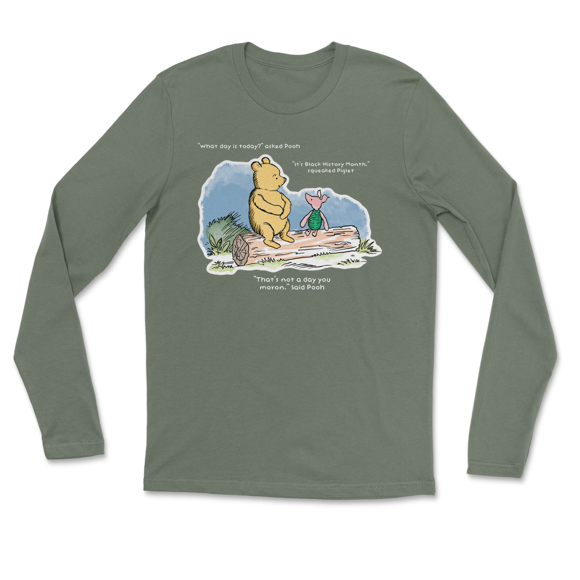 The Nice Shirt Long Sleeve Winnie the Pooh  in Military-Green