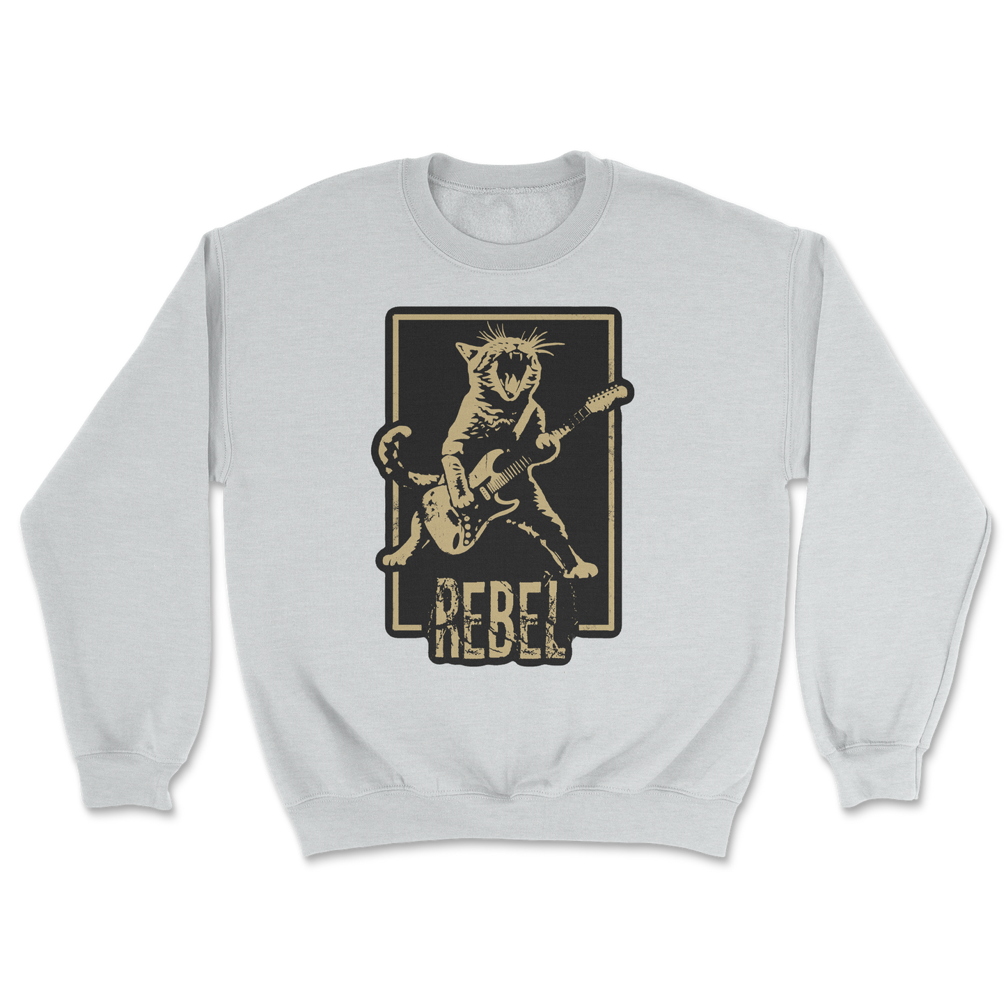 Heavy Blend Crew Neck Rebel Kitty in Sports Grey