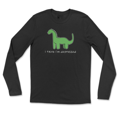 Gildan SoftStyle Long Sleeve Depressed Dino  in Black