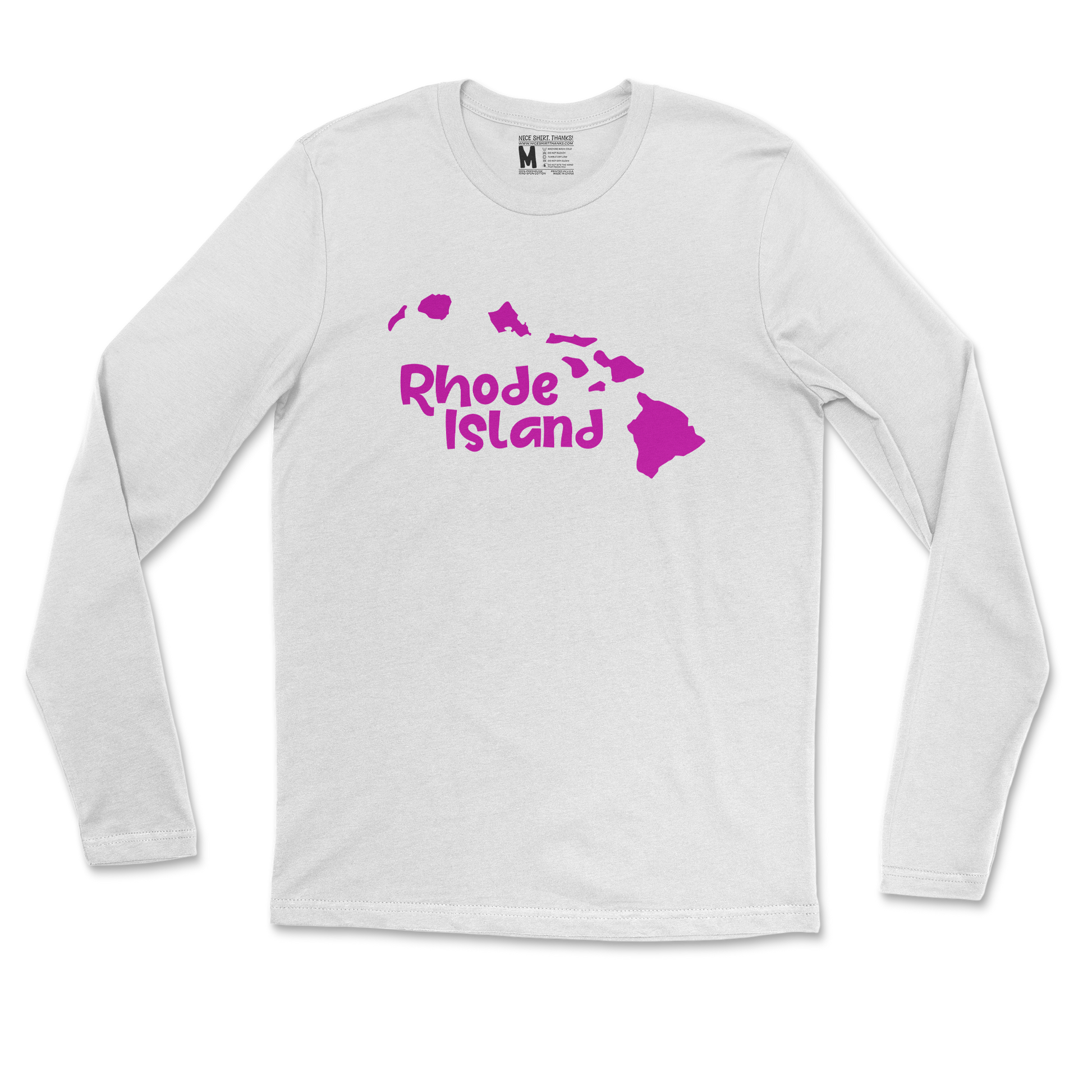 Gildan SoftStyle Long Sleeve Rhode Island in White