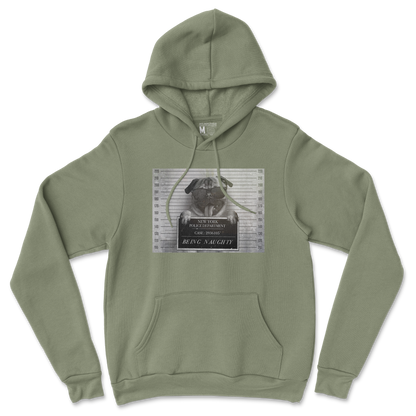 Gildan SoftStyle Hoodie Naughty Pug in Military Green