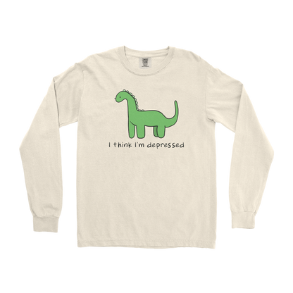 Comfort Colors Long Sleeve Depressed Dino  in Ivory