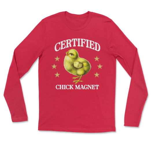 Heavy Blend Long Sleeve Chick Magnet in Red