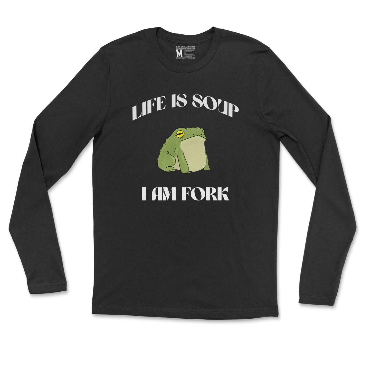 Gildan SoftStyle Long Sleeve Life is Soup in Black