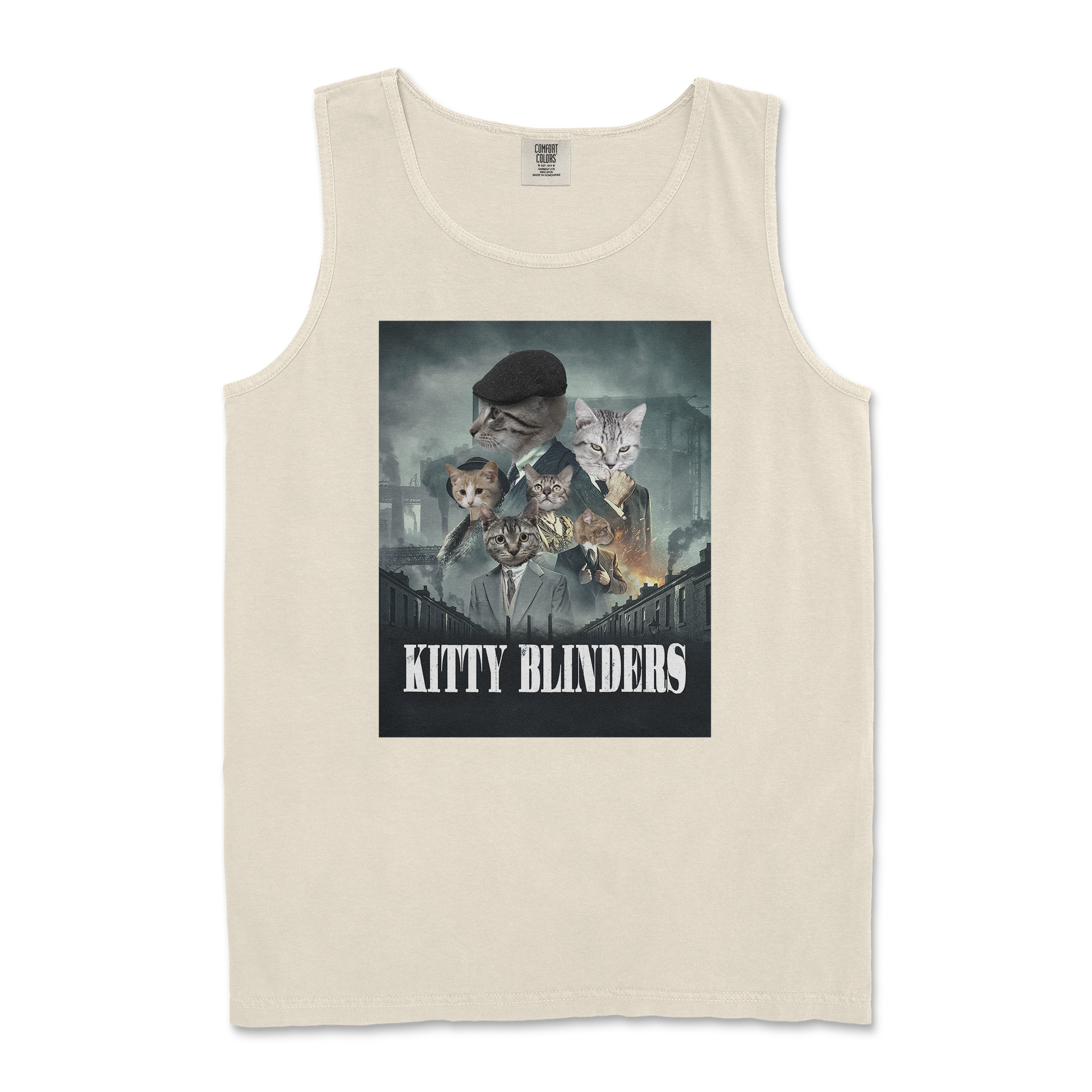 Comfort Colors Tank Top Kitty Blinders in Ivory