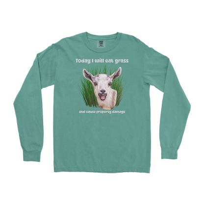 Comfort Colors Long Sleeve Crazy Goat  in Light-Green