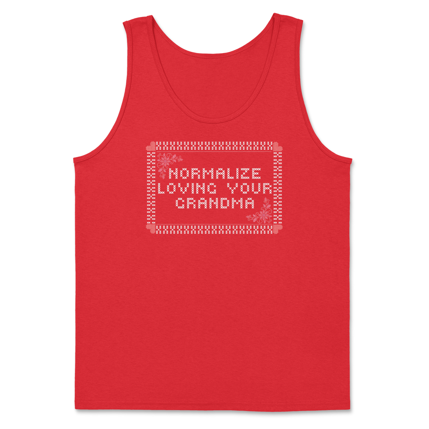 Heavy Blend Tank Top Cross Stitch in Red