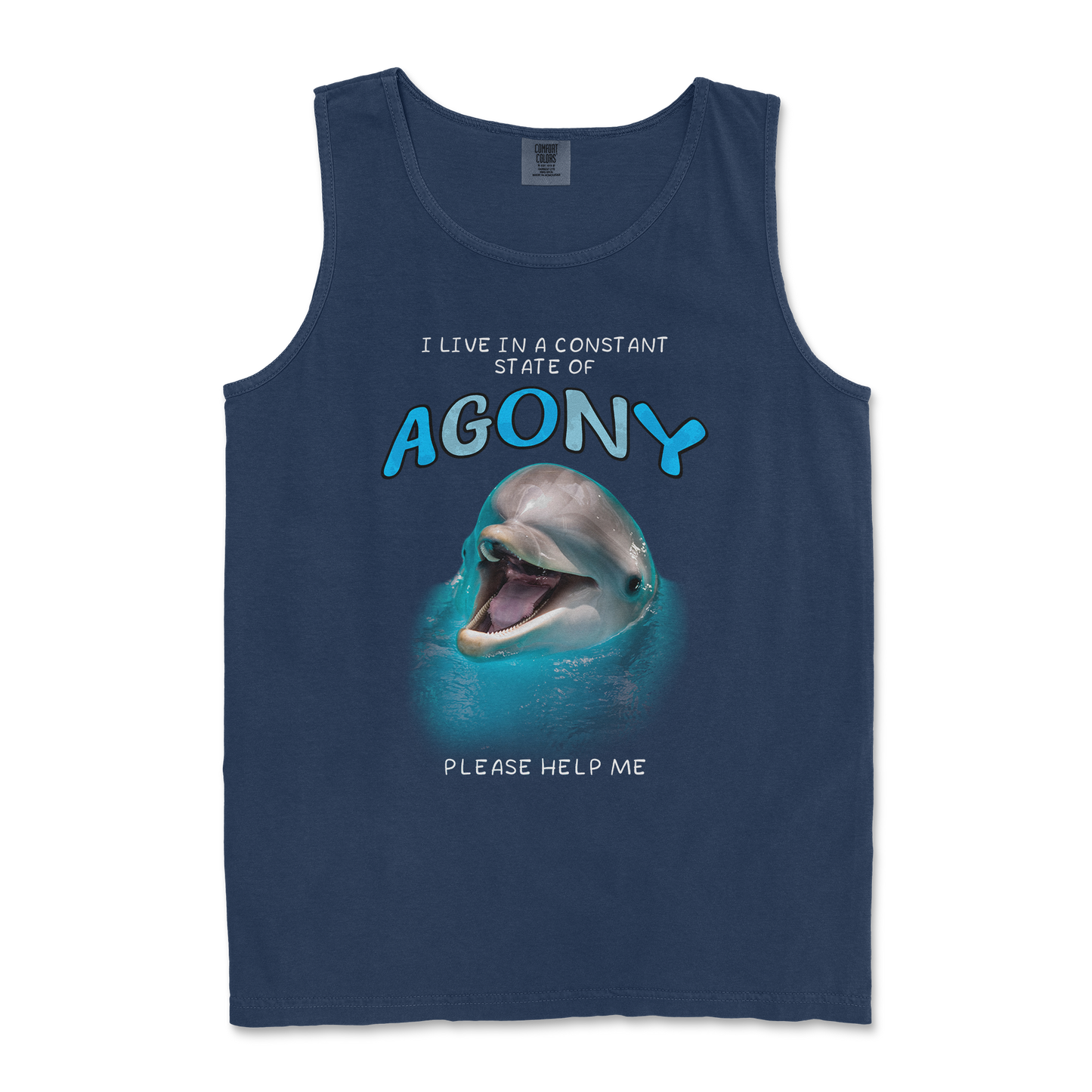 Comfort Colors Tank Top Agony Dolphin in TrueNavy