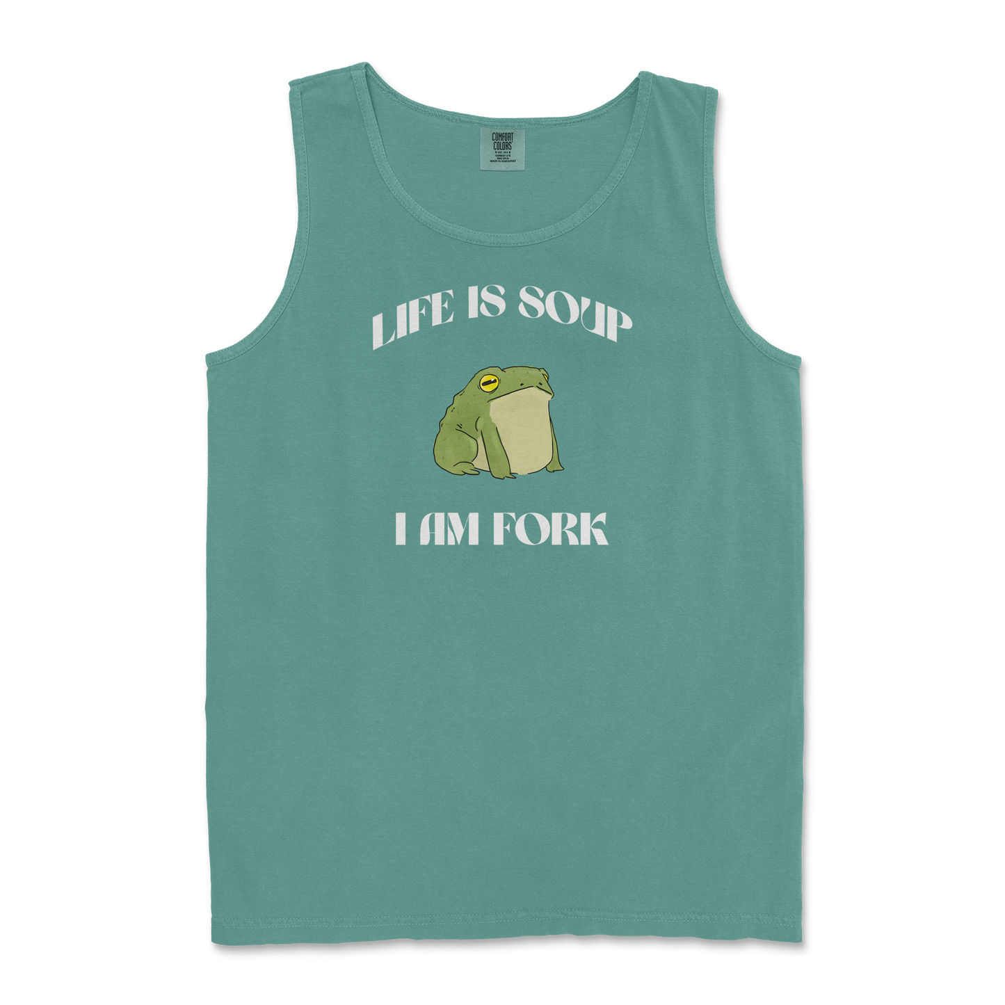 Comfort Colors Tank Top I Am Fork  in Light-Green