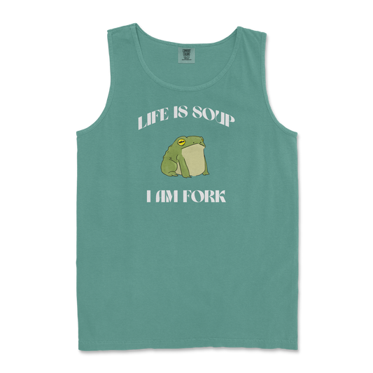 Comfort Colors Tank Top I Am Fork  in Light-Green