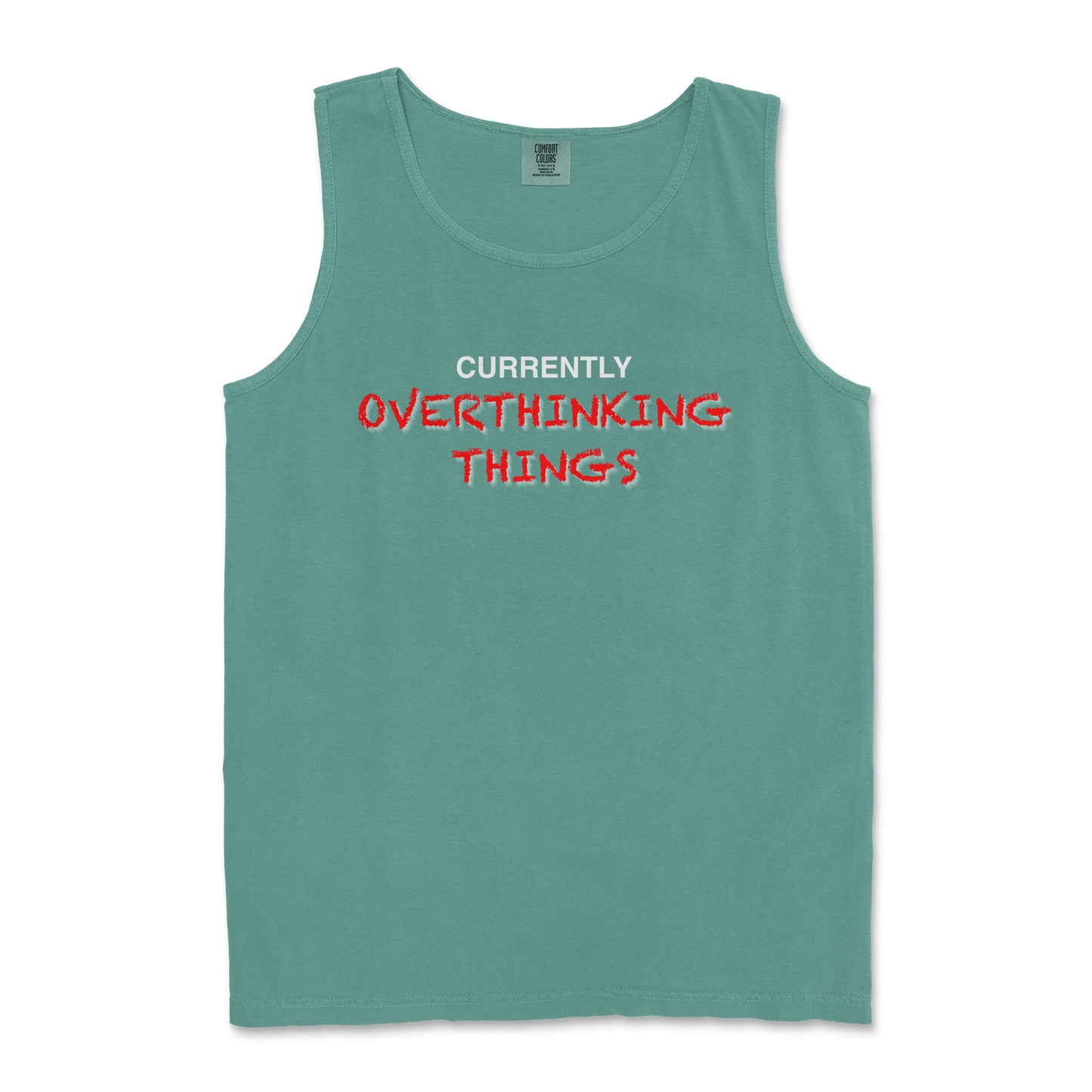 Comfort Colors Tank Top For Our Lil Overthinker in LightGreen