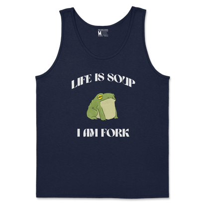 Gildan SoftStyle Tank Top Life is Soup in Navy