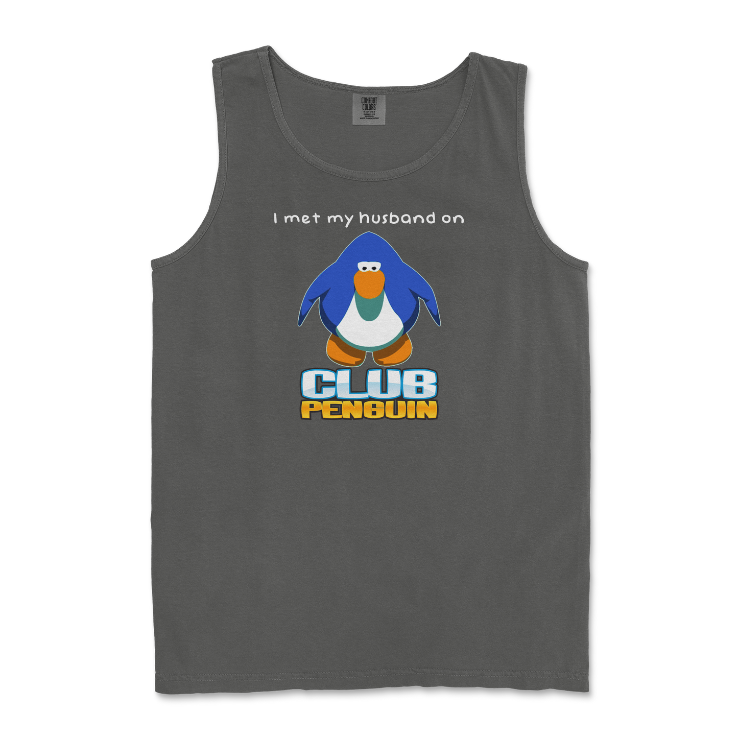 Comfort Colors Tank Top Club Penguin Husband  in Pepper