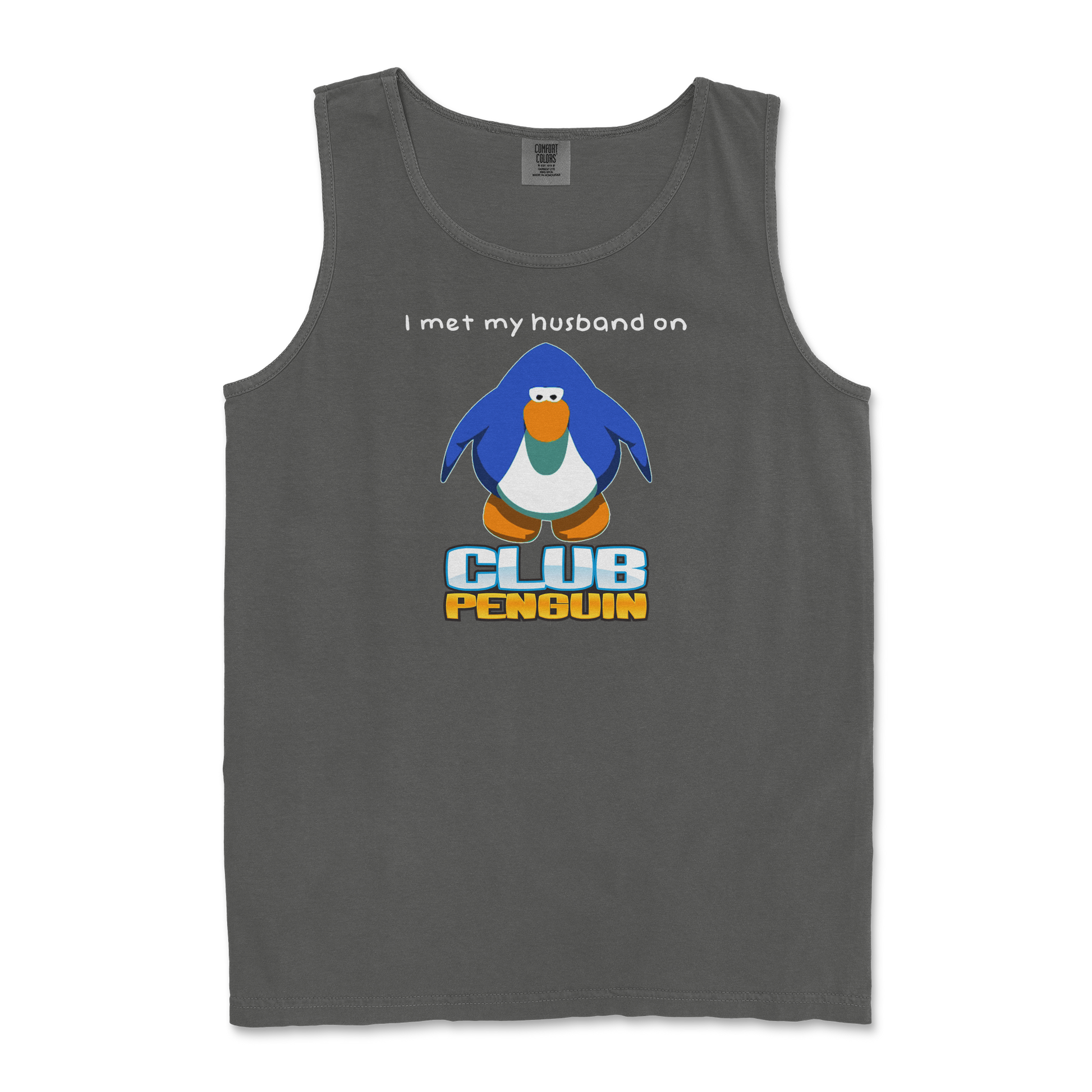 Comfort Colors Tank Top Club Penguin Husband  in Pepper